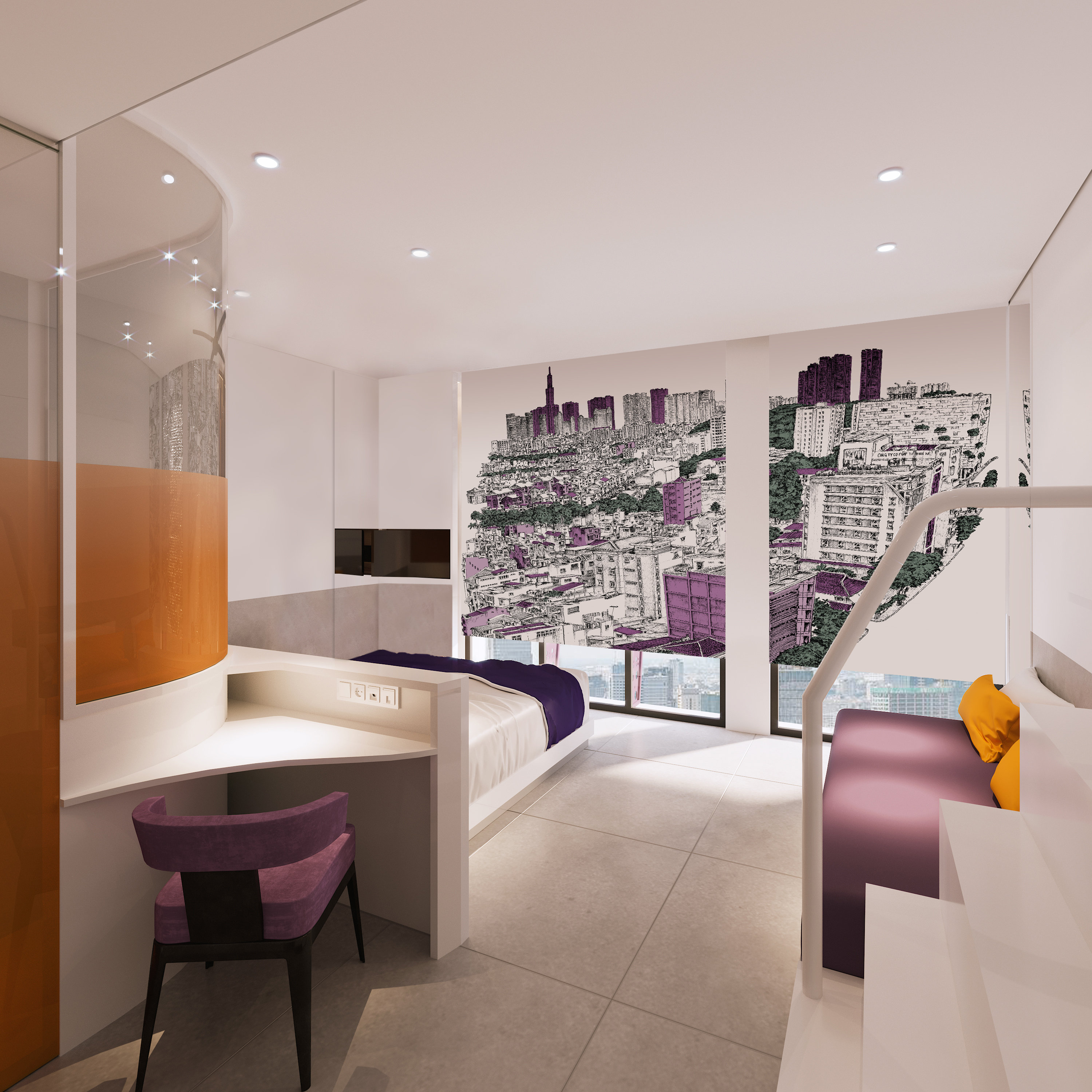 Hệ thống phòng ốc tại Wink Hotels được thiết kế nhiều màu sắc, giàu năng lượng và đầy đủ công năng cần thiết.