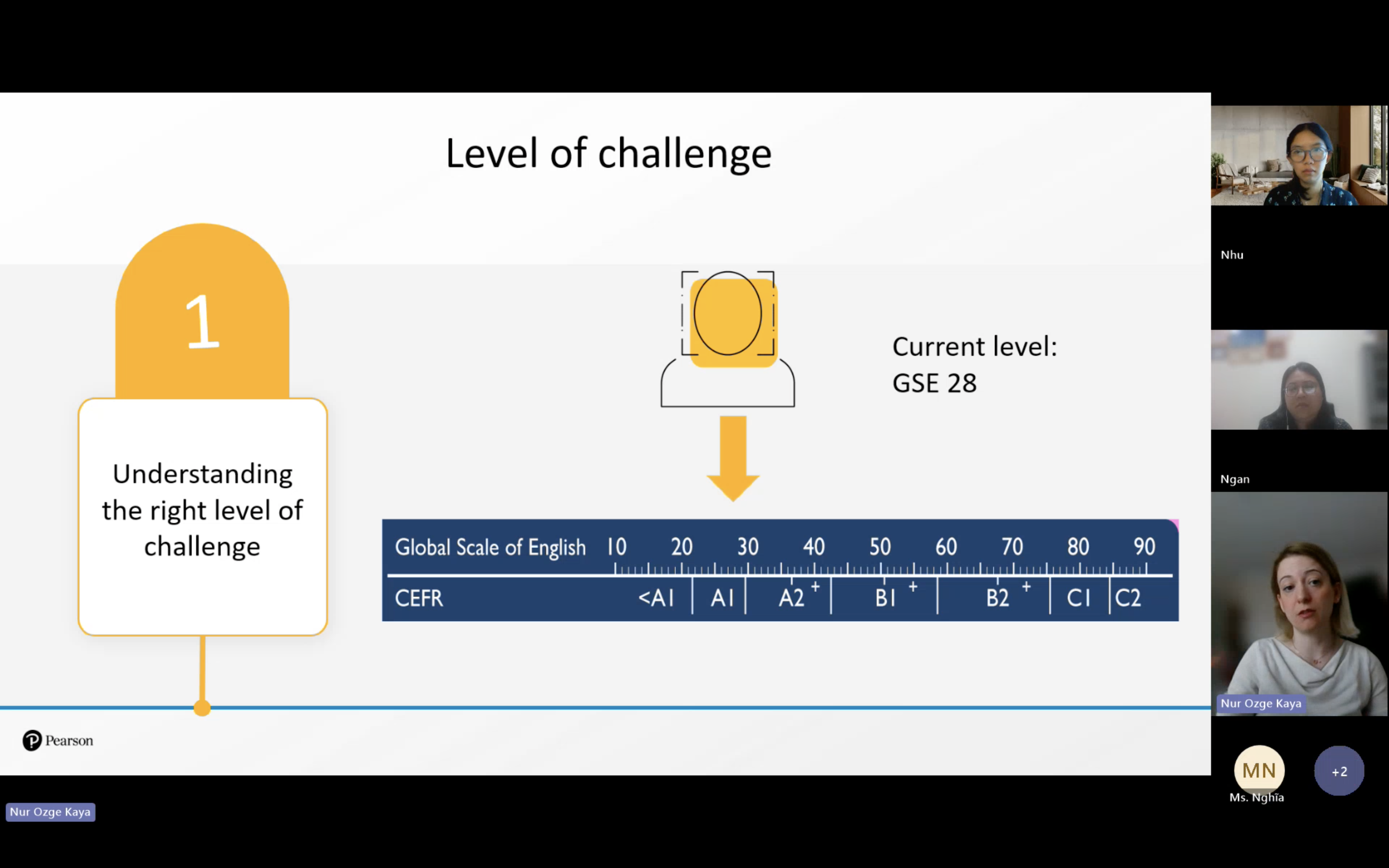 The speaker guides how to assess students' proficiency