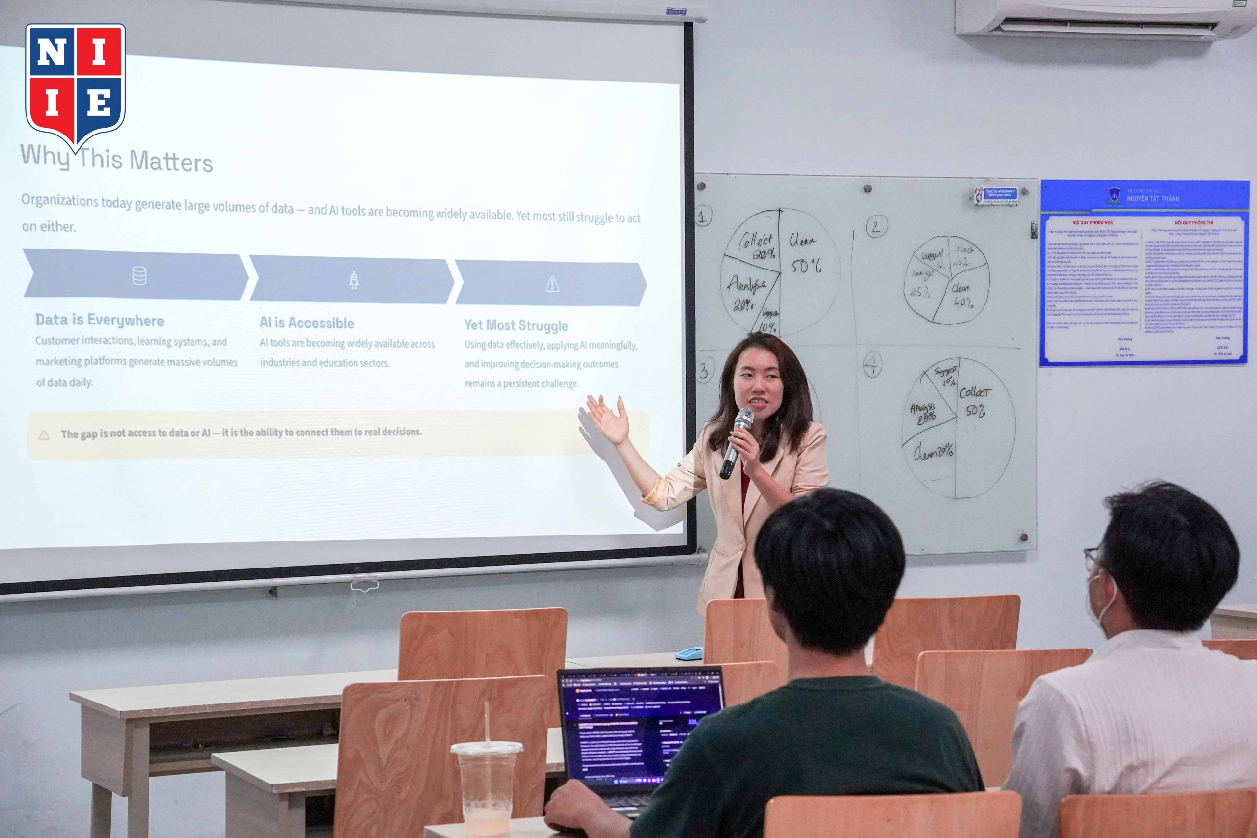 Thông qua workshop, sinh viên đã được tìm hiểu quy trình từ thu thập, xử lý dữ liệu đến ra quyết định kinh doanh